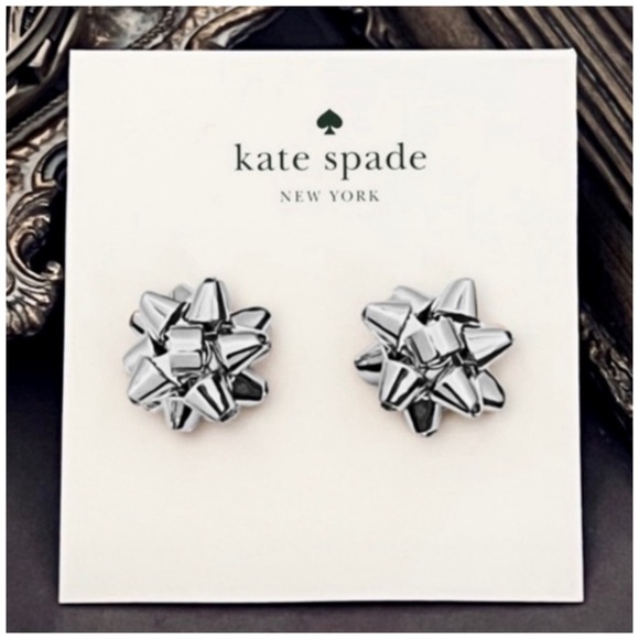 KATE SPADE • Silver Bourgeois Bow Earrings - Picture 3 of 3